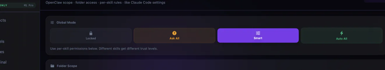 Permissions — Global Mode controls